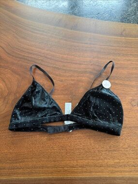 Black Velvet Studded Bralette - Women Intimates